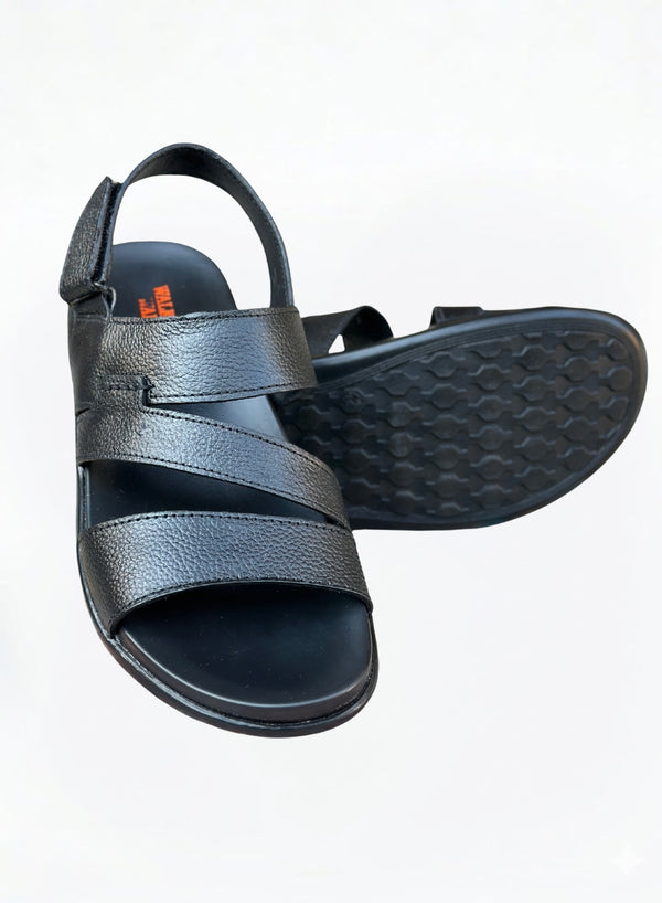 CLASSIC BLACK LEATHER COMFORT SANDALS