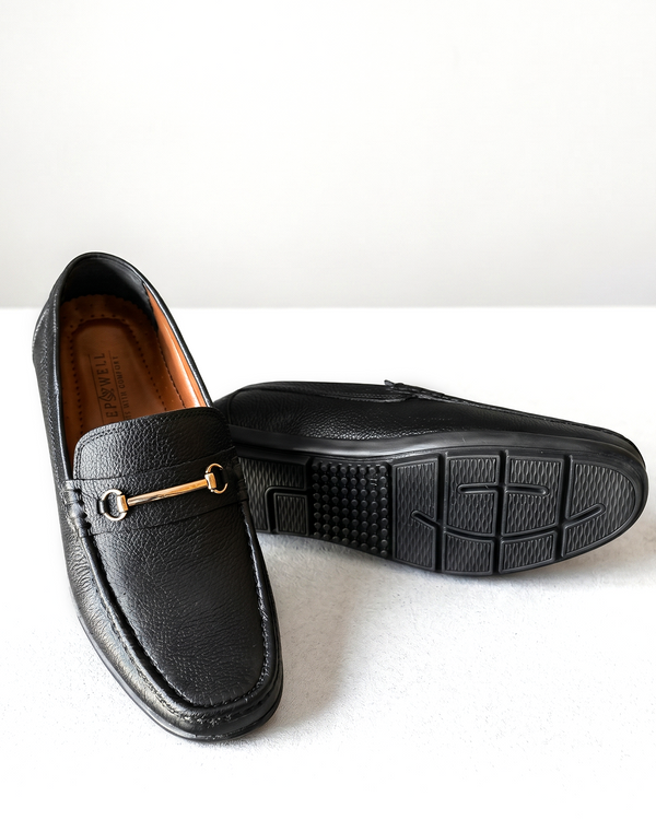 HAND MADE LEATHER CRAFTED LOAFERS | BLACK - BUCKLE