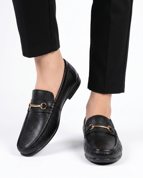 HAND MADE LEATHER CRAFTED LOAFERS | BLACK - BUCKLE