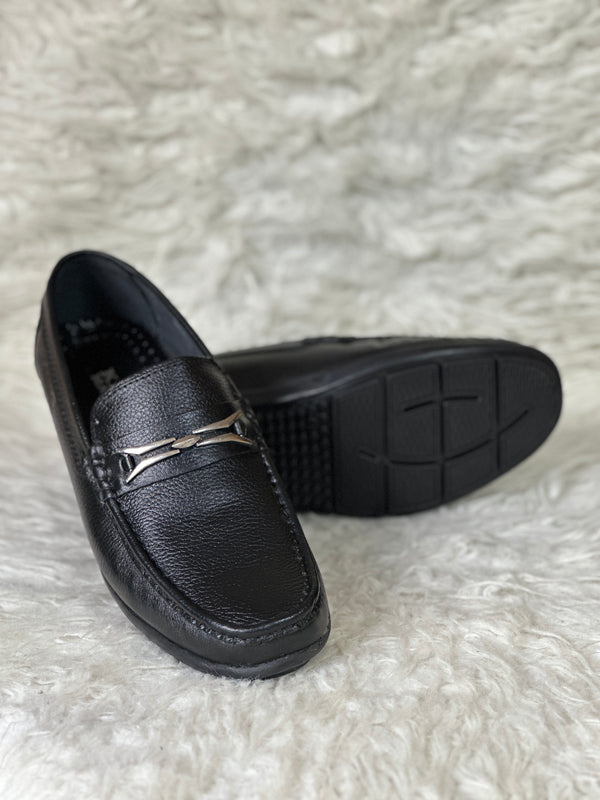 HAND MADE LEATHER CRAFTED LOAFERS | BLACK - BUCKLE